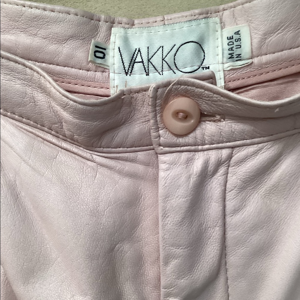 Size 10 Vakko pale pink genuine leather pant vintage 1990